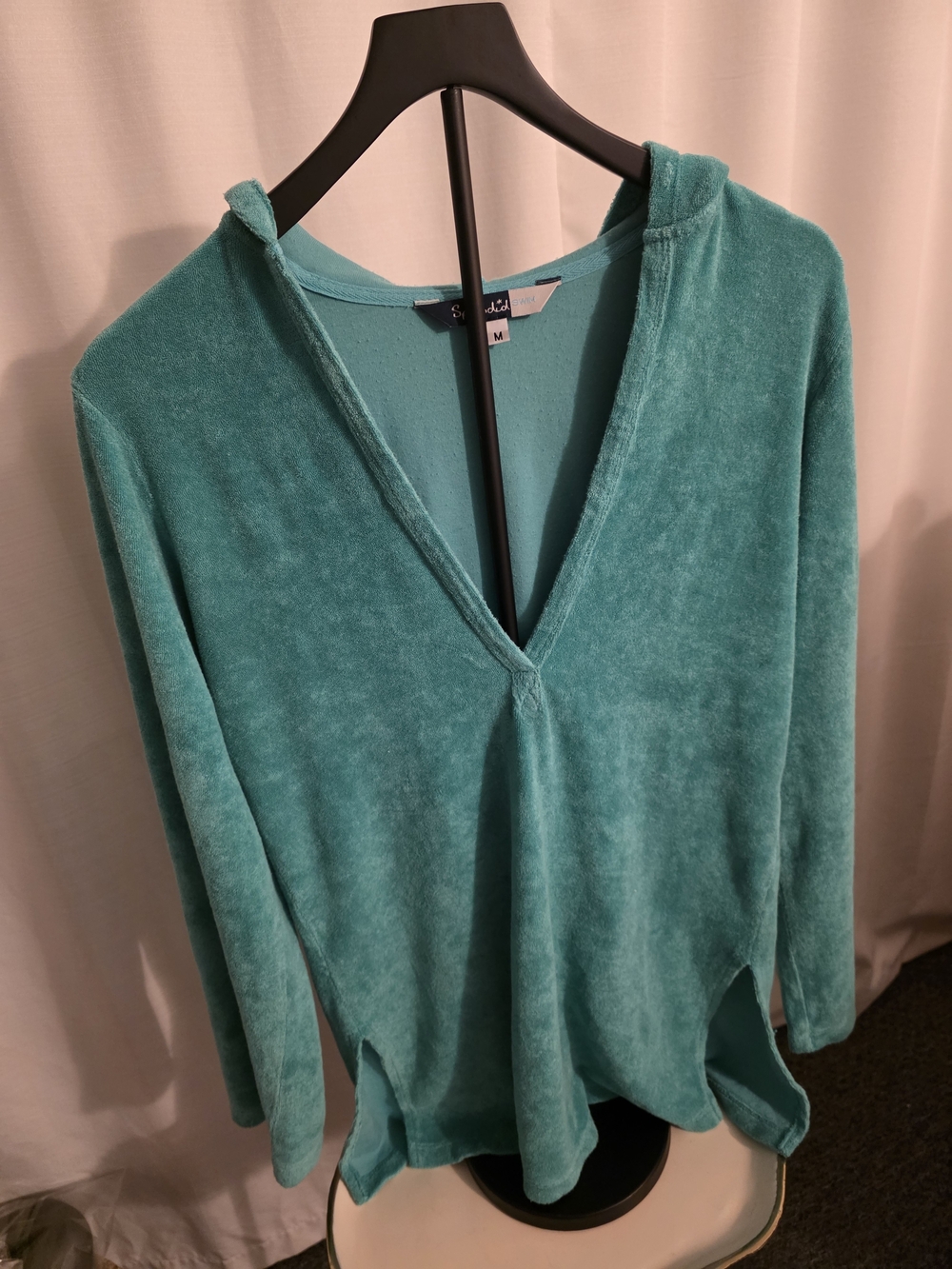 Splendid Teal Long-Sleeve Terry Swim Cover Up